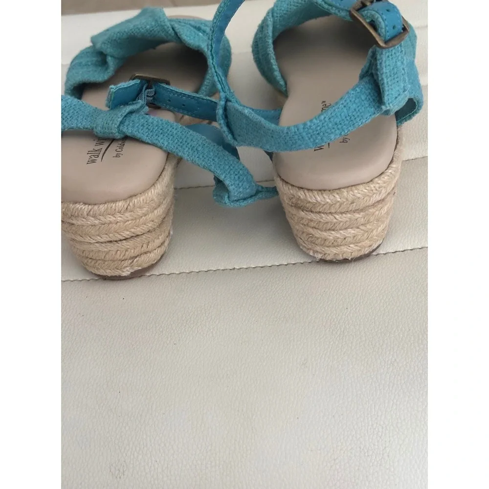Coldwater Creek Walk With Me Callie Espadrille Wedge Sandals Turquoise Blue 8M